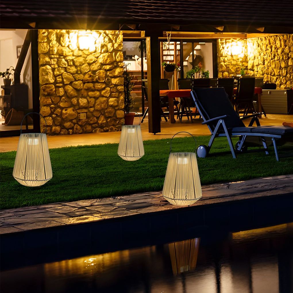 Portable Waterproof Handmade Rattan LED Modern Solar Outdoor Lanterns | Kalsten