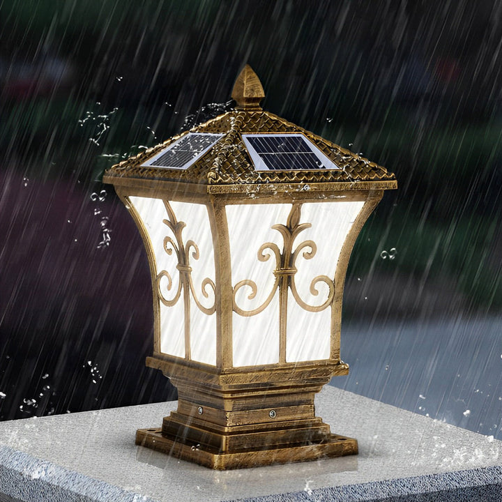 Vintage Pattern Waterproof Automatic Solar Powered Fence Post Lights | Kalsten