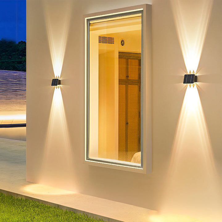 Up and Down Lighting LED Waterproof Black Modern Solar Wall Lights | Kalsten