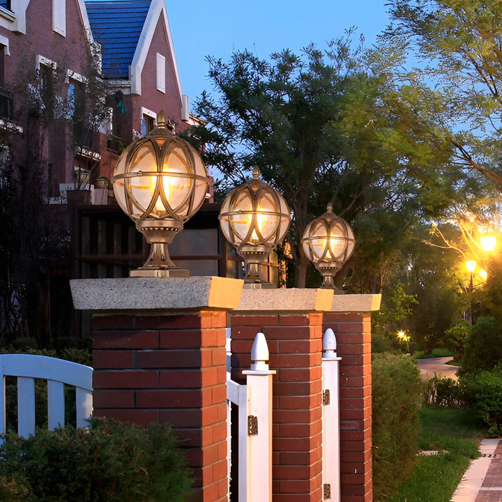 Round Glass E27 Waterproof European Style Outdoor Post Caps Lights | Kalsten