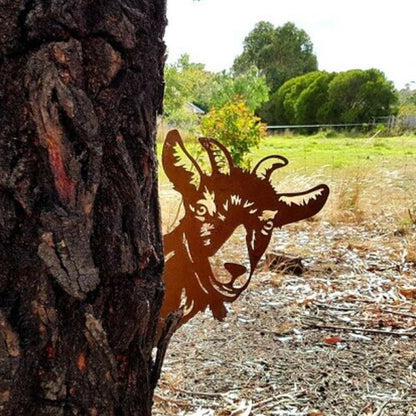 Skanto | Outdoor Garden Farm Peeking Goat Metal Art Indoor Decoration