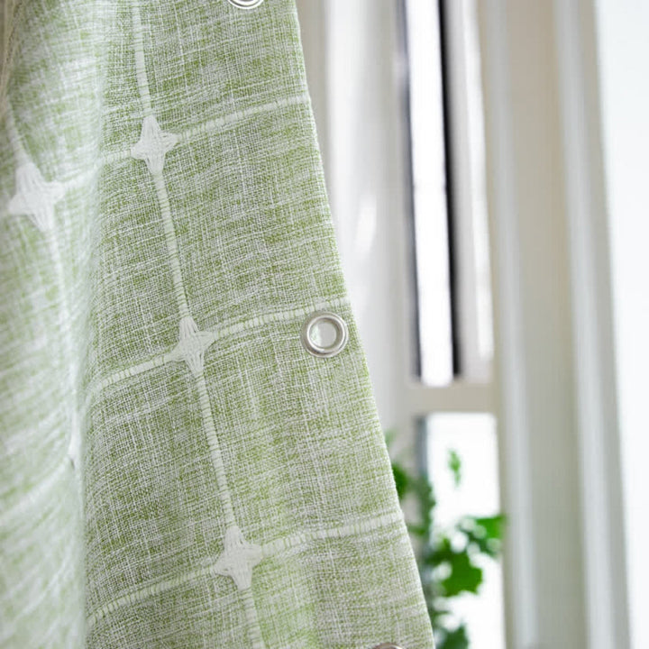 Kalsten | Cotton  Shower Curtain Check Print Fringes Waterproof Machine Washable Bathroom Decor