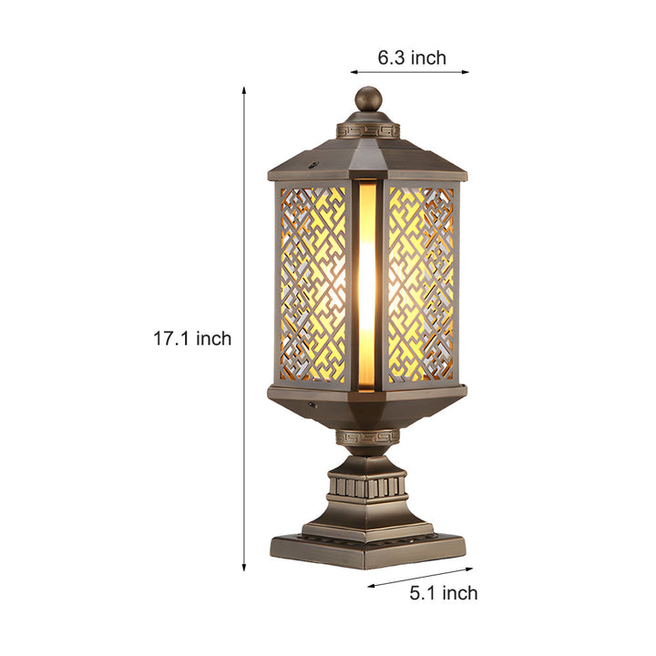 Antique Die-Cast Aluminum Waterproof Glass Shade Retro Fence Post Lights | Kalsten