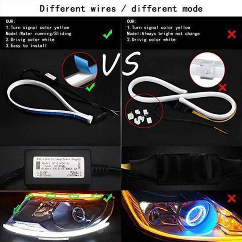 Kalsten | Flexible DRL LED Night & Daytime Running Light Strip (No Disassembling Needed)