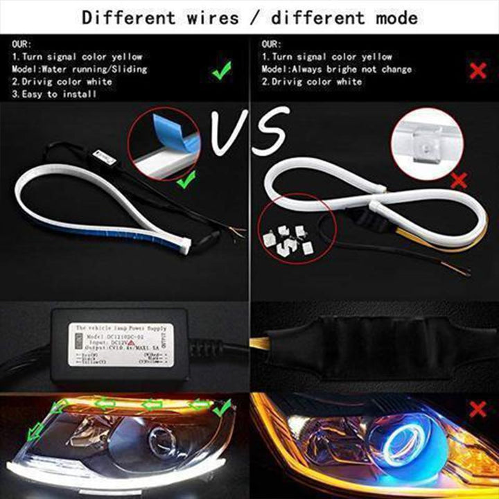 Kalsten | Flexible DRL LED Night & Daytime Running Light Strip (No Disassembling Needed)