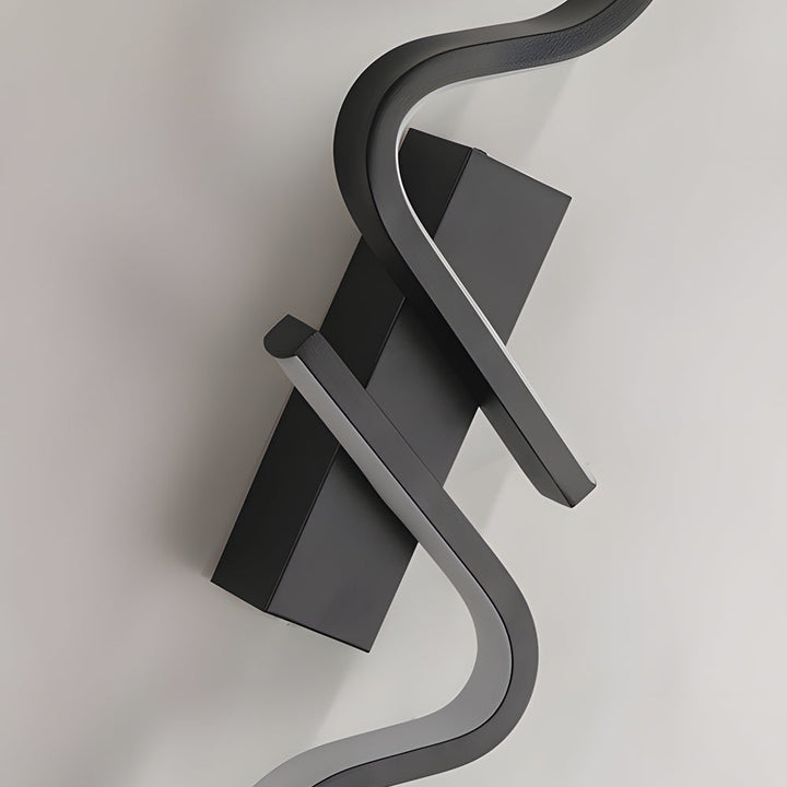 Minimalist Long Wave Aluminum Black Decorative LED Wall Lamp | Kalsten