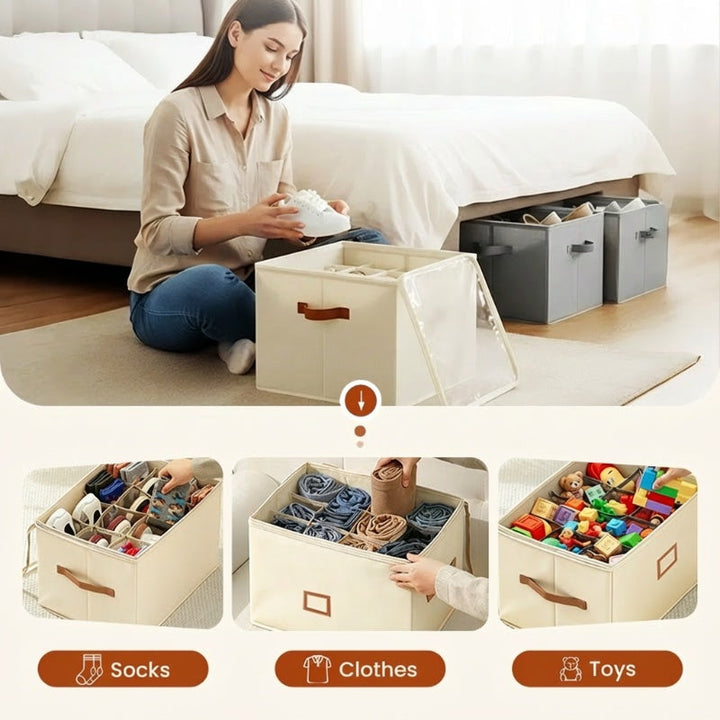 Foldable shoe box made of fabric with lid | Kalsten