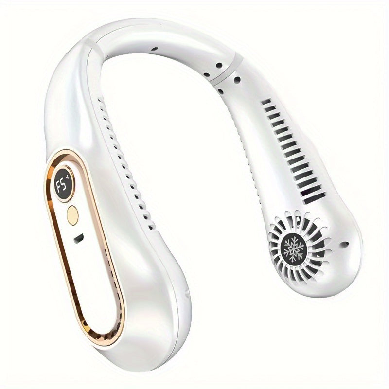 Stay Cool And Comfortable With This USB Rechargeable 5-Speed Adjustable Neck Fan - Digital Display & Bladeless! | Kalsten