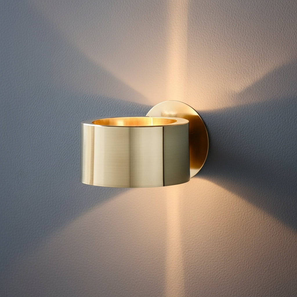 Nordic Wall Sconce Circular Up Down Iron Gold E27 15cm / 6in Minimalist Bedside Light | Kalsten