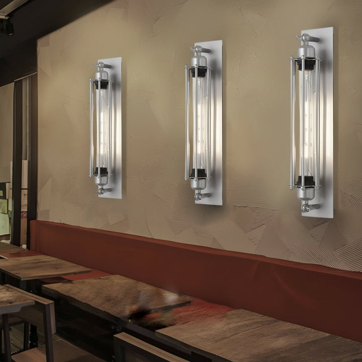 LED Wall Sconce Light – Industrial Vintage Flute Chrome Iron (48x10cm / 18.9x3.9in) | Kalsten