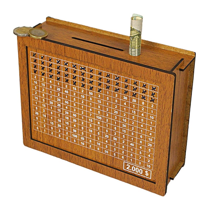 Wooden cash register with engraved figures | Kalsten