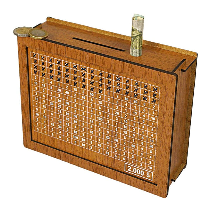 Wooden cash register with engraved figures | Kalsten