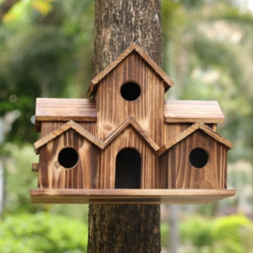Handmade Wooden Birdhouse – 6 Holes