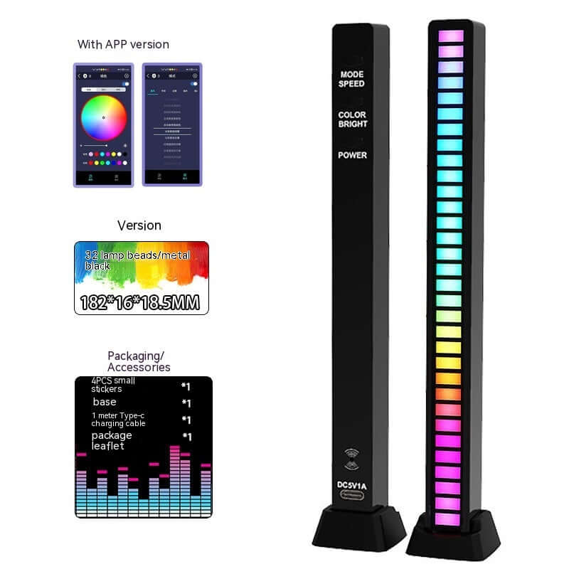 Led Sound Control Light Bar RGB Ambient Pickup Rhythm Lamp Music USB Adjustabl Automotivo Strip For Automobiles Family Party | Kalsten