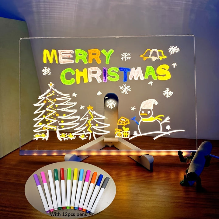 USB LED Memo Board with 12 Colored Pens – Light Messaging Board