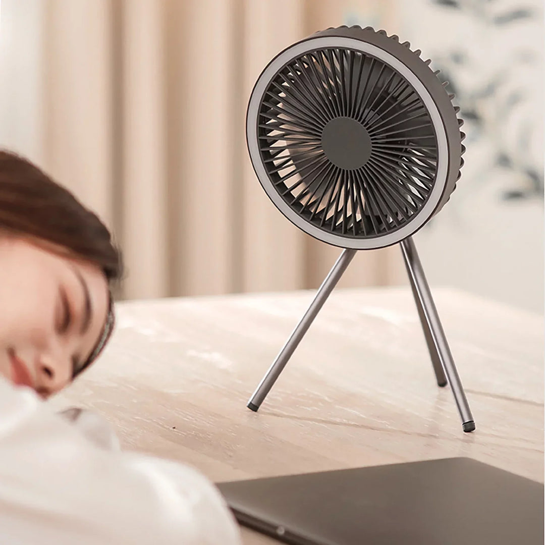 Rechargeable 10,000mAh Camping Fan with LED Lighting and Power Bank | Kalsten