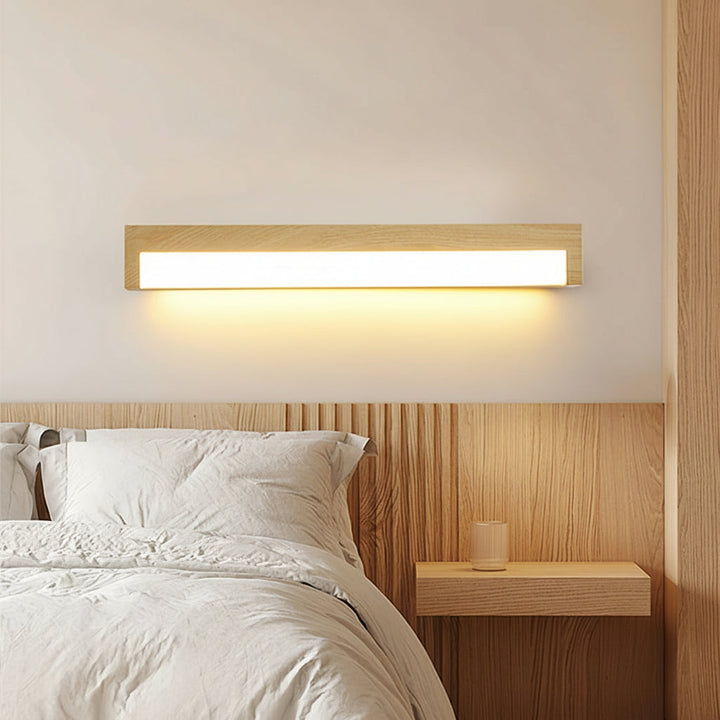 LED Wall Sconce Light – Modern Minimalist Geometric Wood Grain Iron (30x10cm / 11.8x3.9in) | Kalsten