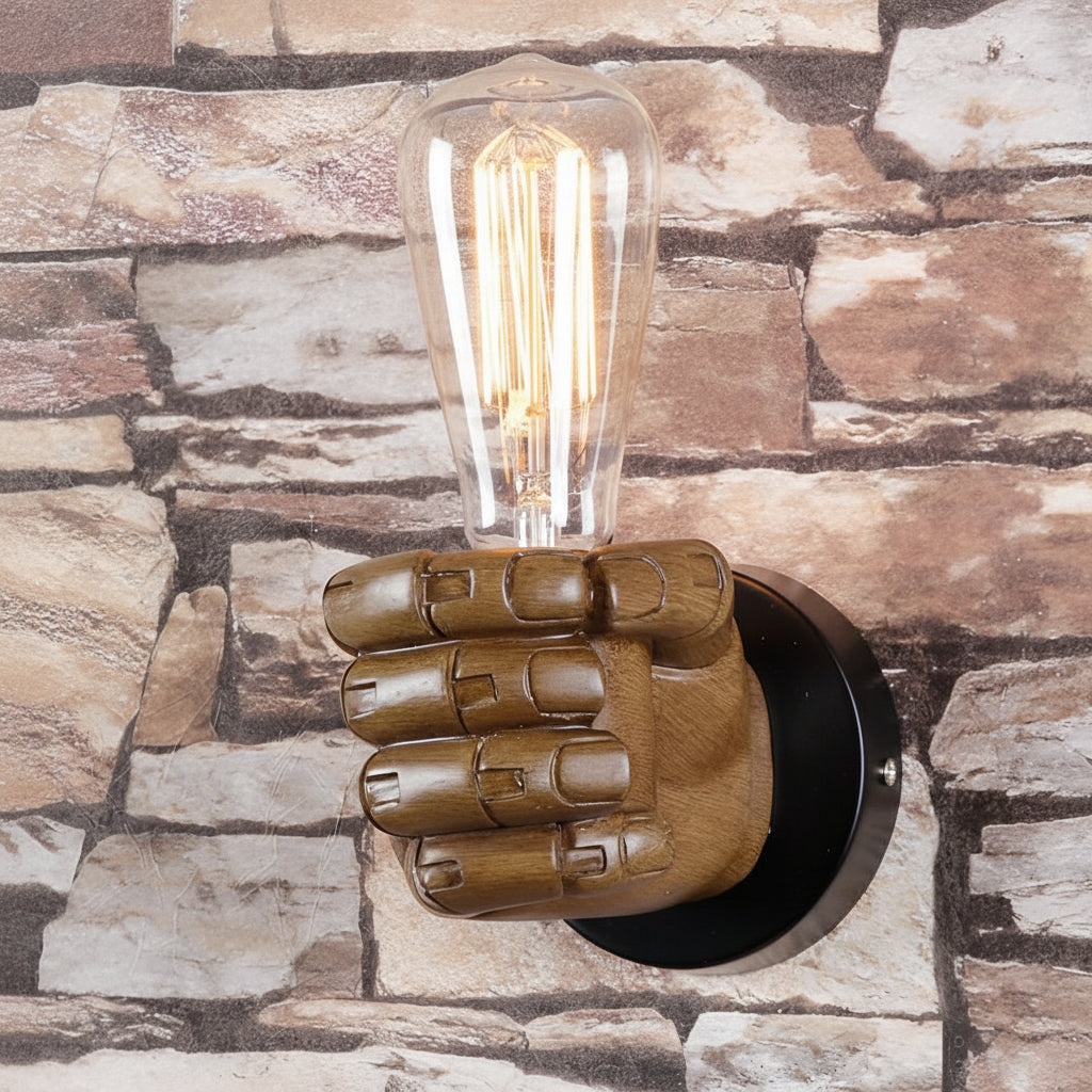 Retro Industrial Fist Wall Sconce – Creative Hand-Shaped Art Deco Wall Lamp - E27, Black | Kalsten