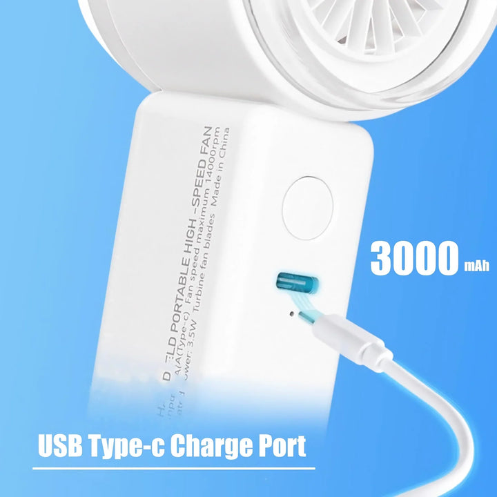Compact High-Speed Handheld Fan with Digital Display - USB Rechargeable, 5 Speeds | Kalsten