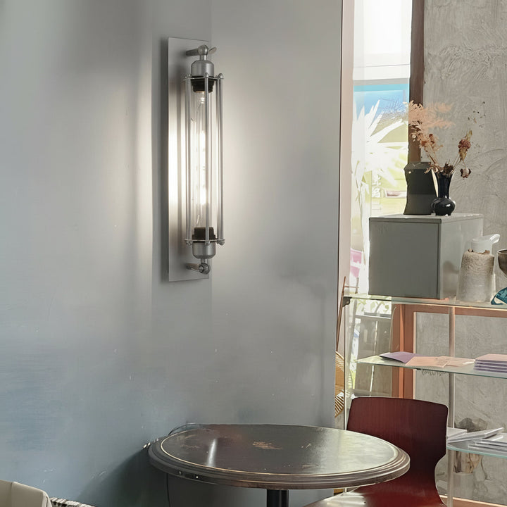 LED Wall Sconce Light – Industrial Vintage Flute Chrome Iron (48x10cm / 18.9x3.9in) | Kalsten