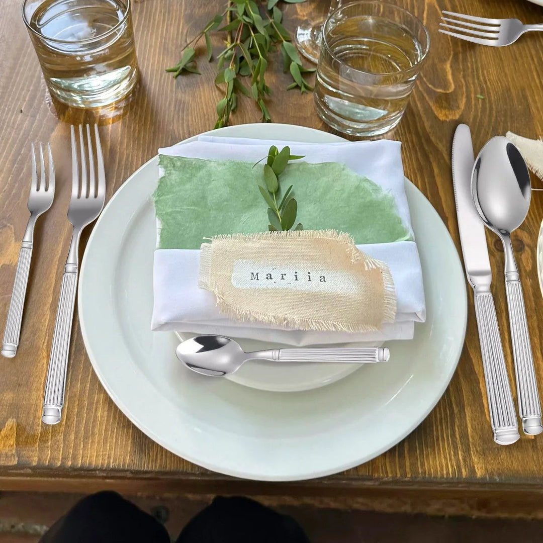 Kalsten | Gold Roman Column Style Cutlery Set - Stainless Steel Flatware Set