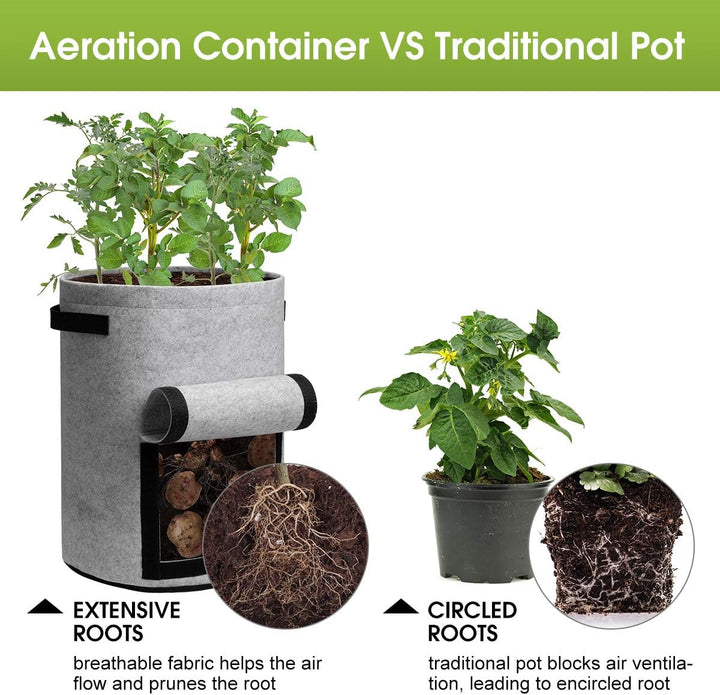 Kalsten | 5/7/10/15 Gallon Potato Planting Growing Thickened Nonwoven Plant Fabric Pot Nursery Bags for Home Gardening