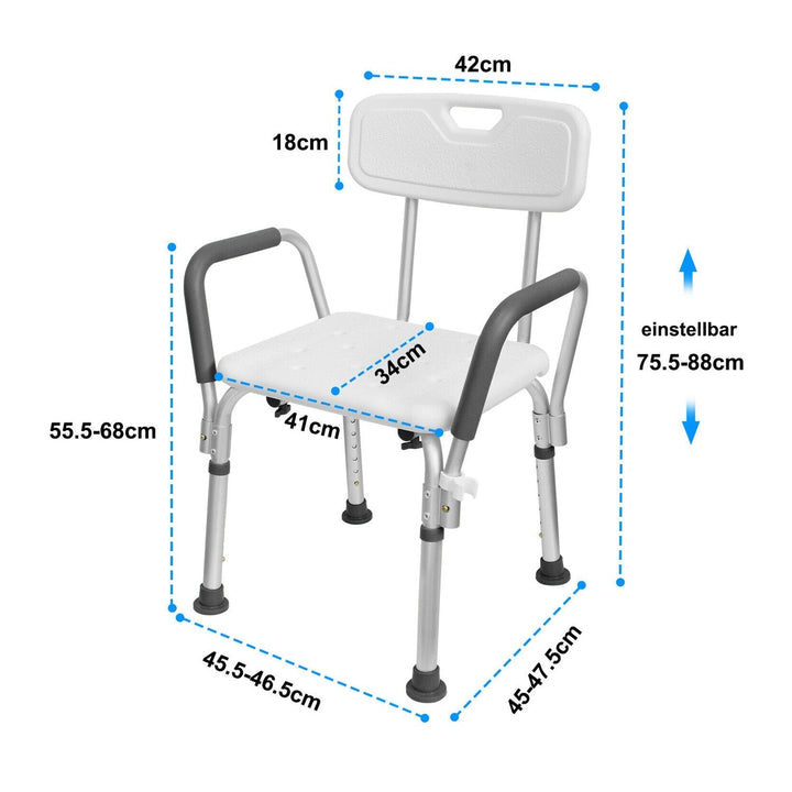 Shower stool height adjustable bath stool with backrest | Kalsten
