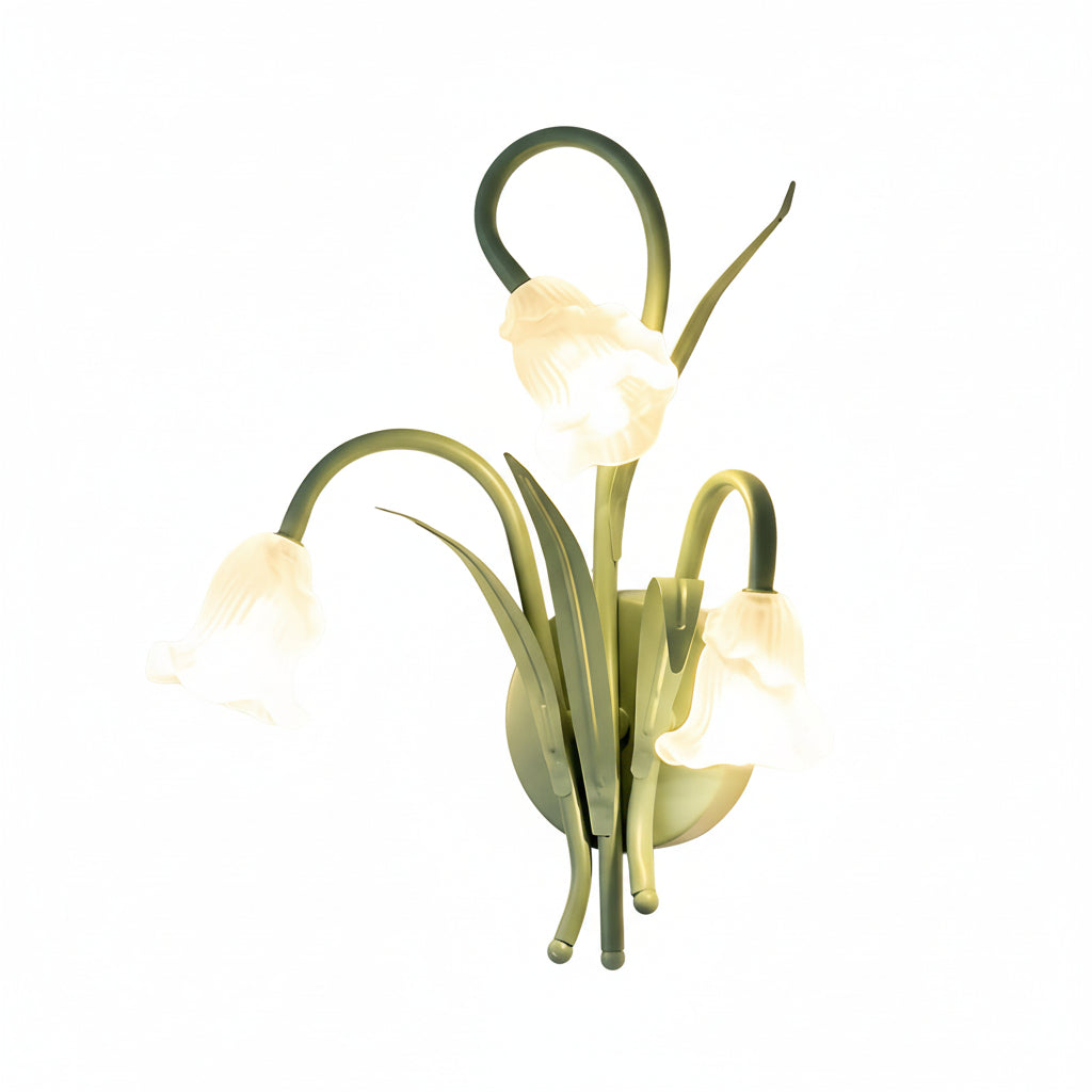 LED Wall Sconce Light – French Country Floral Green Iron Glass (30x27cm / 11.8x10.6in) | Kalsten
