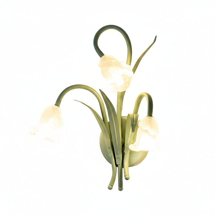 LED Wall Sconce Light – French Country Floral Green Iron Glass (30x27cm / 11.8x10.6in) | Kalsten