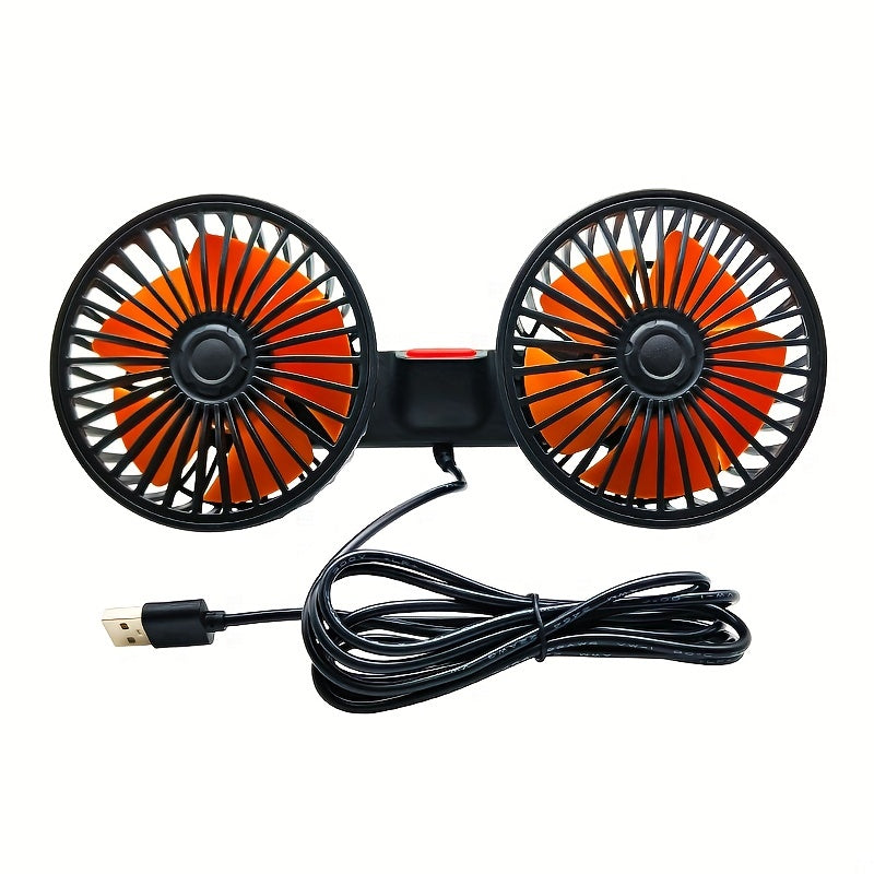 1 Pc Car Fan, Car Small Air Conditioner, Double-headed Rear Fan, Strong Wind, 360 Degrees Rotation, Large Air Volume, Subwoofer Operation, Base Fixed Clip Mounting Method, Suitable For Car Home | Kalsten