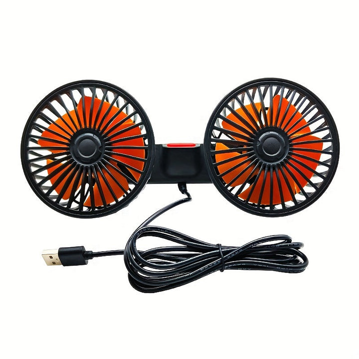 1 Pc Car Fan, Car Small Air Conditioner, Double-headed Rear Fan, Strong Wind, 360 Degrees Rotation, Large Air Volume, Subwoofer Operation, Base Fixed Clip Mounting Method, Suitable For Car Home | Kalsten