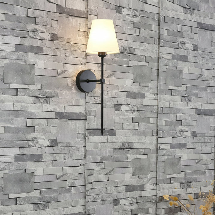 LED Wall Sconce Light – Modern American Copper White Linen Fabric (36x14cm / 14.2x5.5in) | Kalsten