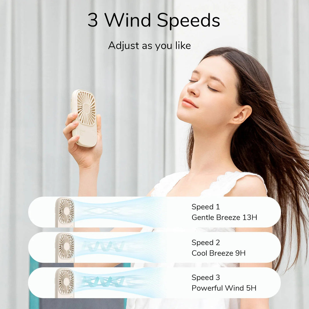 Mini Handheld USB Rechargeable Fan with 3 Speeds, Portable Lash Fan & Desk Stand | Kalsten