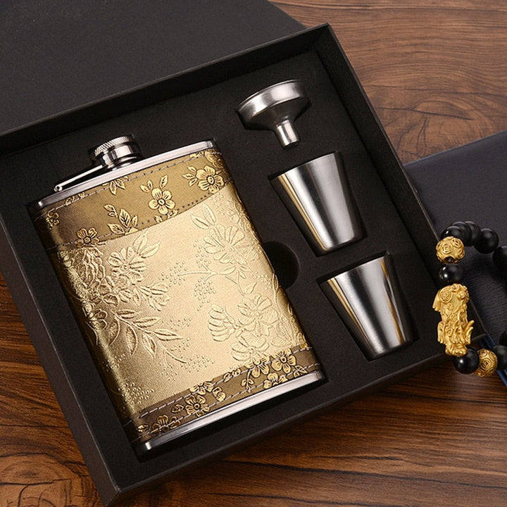 Stainless Steel Whisky Flask – 8oz, Gift Box Set