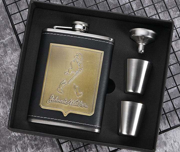 Stainless Steel Whisky Flask – 8oz, Gift Box Set