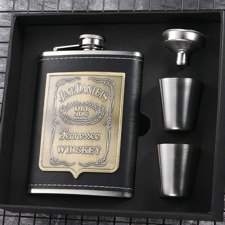 Stainless Steel Whisky Flask – 8oz, Gift Box Set