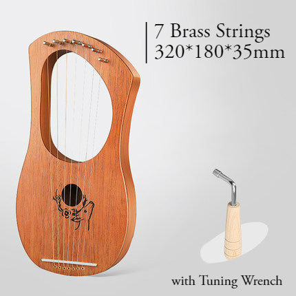 BowLift | 16 Brass String Mahogany Lyre Harp with Tone Wrench for Children, Teenager & Adults