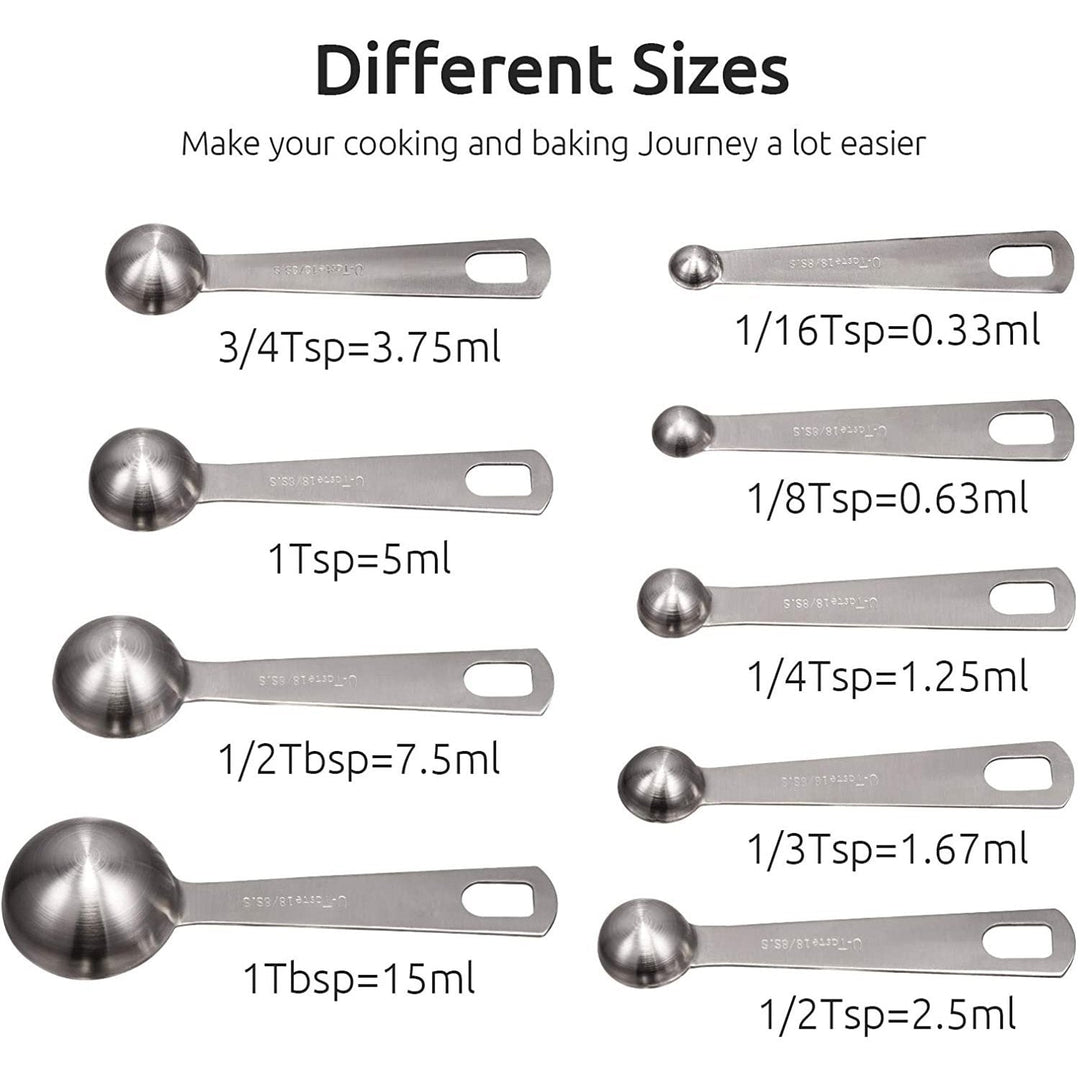 Kalsten | 9-piece set: stainless steel measuring spoons for dry and liquid ingredients