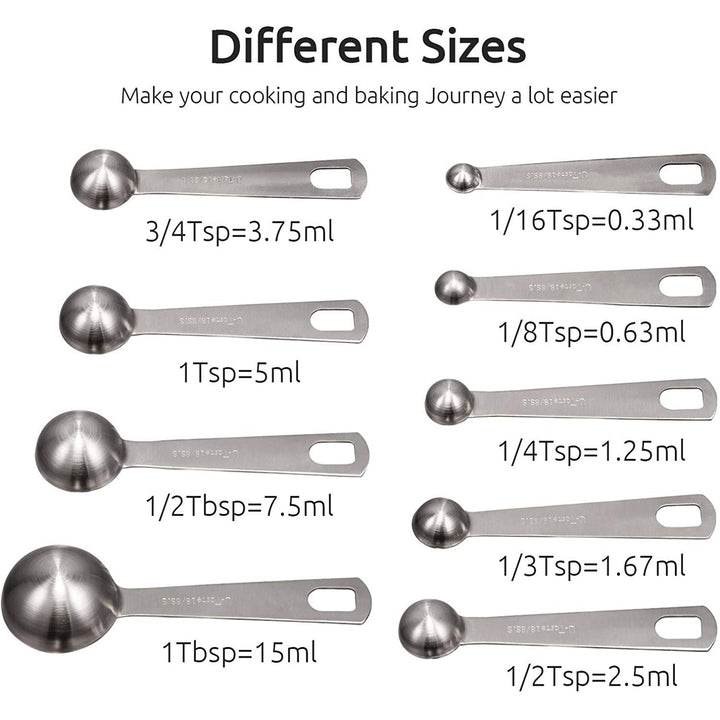 Kalsten | 9-piece set: stainless steel measuring spoons for dry and liquid ingredients