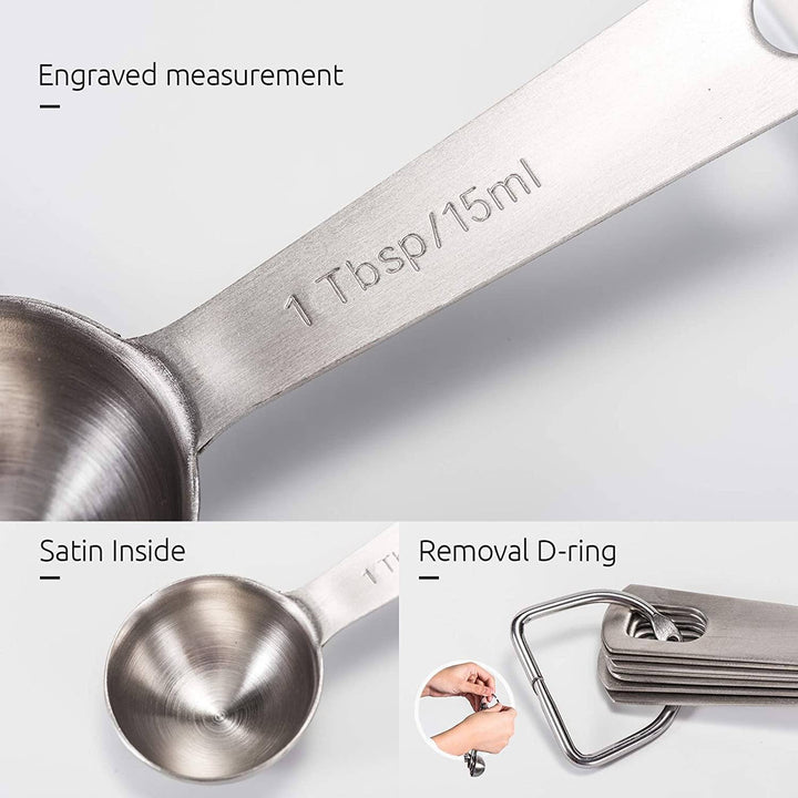 Kalsten | 9-piece set: stainless steel measuring spoons for dry and liquid ingredients