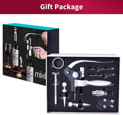 Skanto | 9-Piece Set: Corkscrew Set with Corkscrew, Foil Cutter, Thermometer, Stopper and More