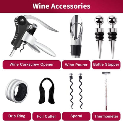 Skanto | 9-Piece Set: Corkscrew Set with Corkscrew, Foil Cutter, Thermometer, Stopper and More