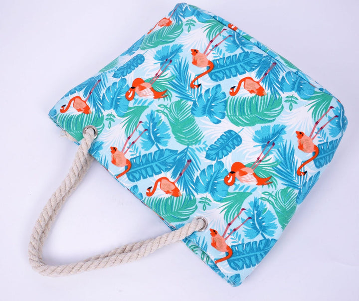 Large beach bag with vibrant flamingo motifs Kalsten
