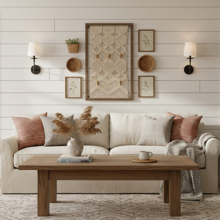Freyza | Lodge Brass Fabric Wall Light | Kalsten