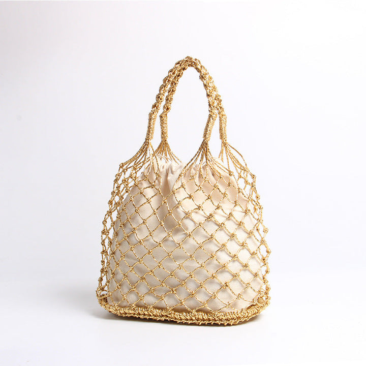Hand-knotted mesh tote bag with luxurious lining Kalsten