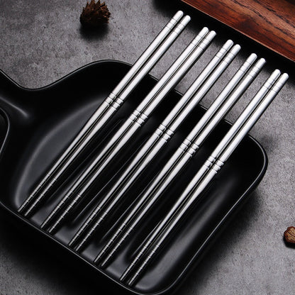 Deluxe Stainless Steel Chopstick Set – 5 Pairs for Elegant Dining