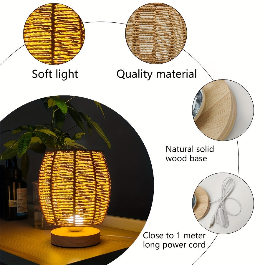 EcoLoom Table Lamp – Handmade Wood with LED Kalsten