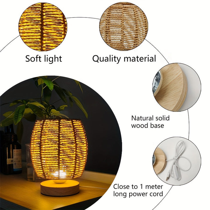 EcoLoom Table Lamp – Handmade Wood with LED Kalsten
