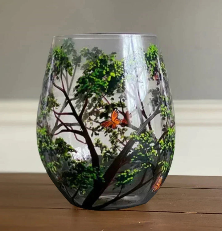Four Seasons Hand-Painted Wine Glass