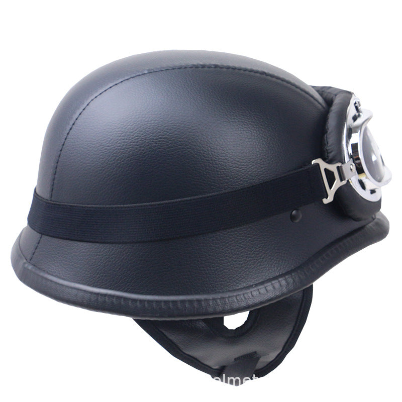 Vintage Carbon Fiber Motorcycle Helmet with Goggles Kalsten